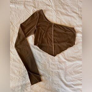 SHEIN Brown One-Shoulder Top